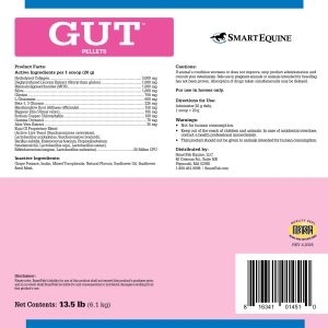 Gut Pellets 13.5 Lb Bucket (2109902463) Label Gutpellets 6.5x6.5 13.5lb 306day 4 2025 Back 2000x2000