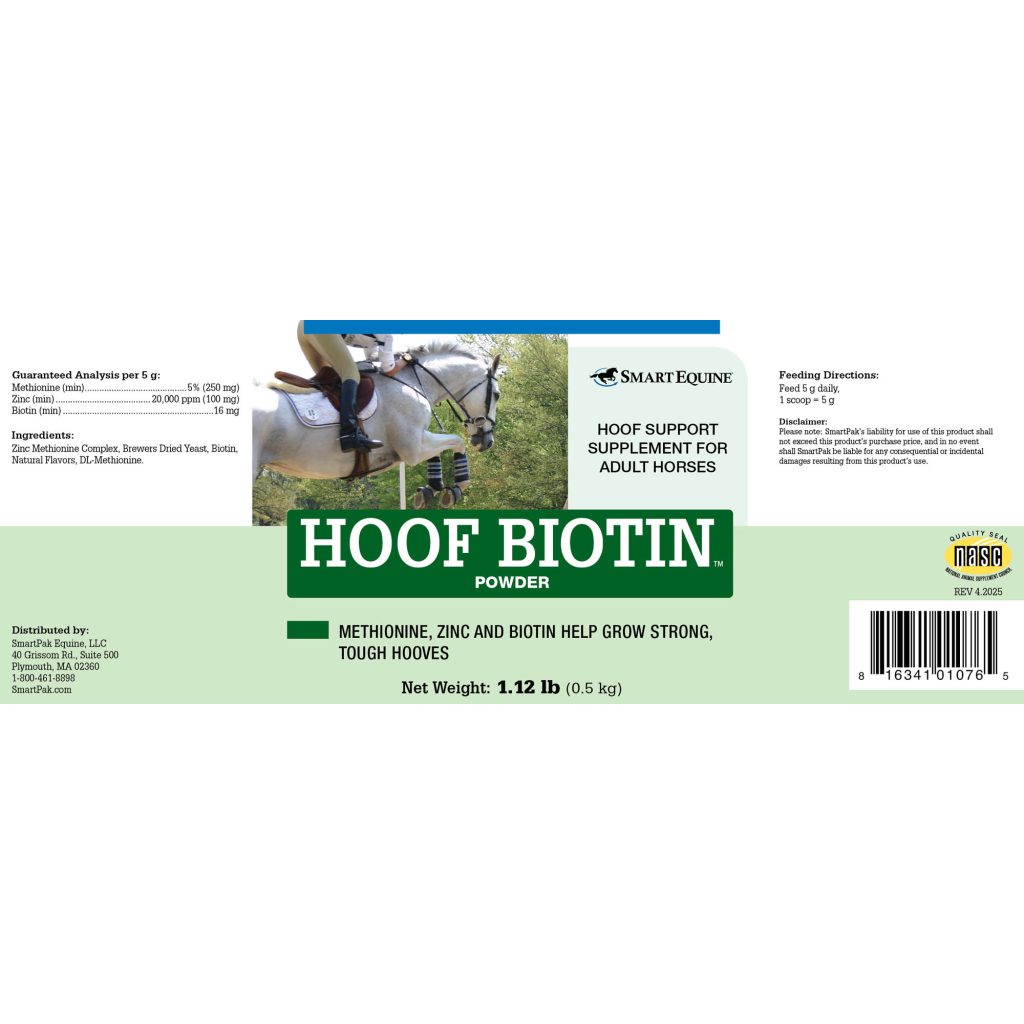 Hoof Biotin Powder 18 Oz Jar (2109911476) Label Hoofbiotin 8x3 1.12lb 100day 4 2025 2000x2000