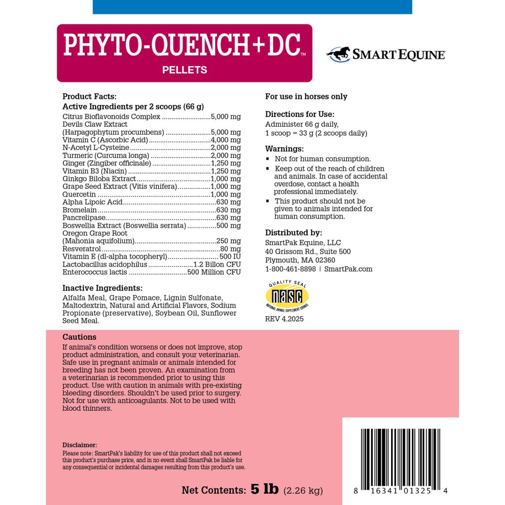Phyto Quench Pellets 5 Lb Bucket (2109910102) Label Phyto Quench+dcpellets 4.5x5.5 5lb 34days 4 2025 Back 2000x2000
