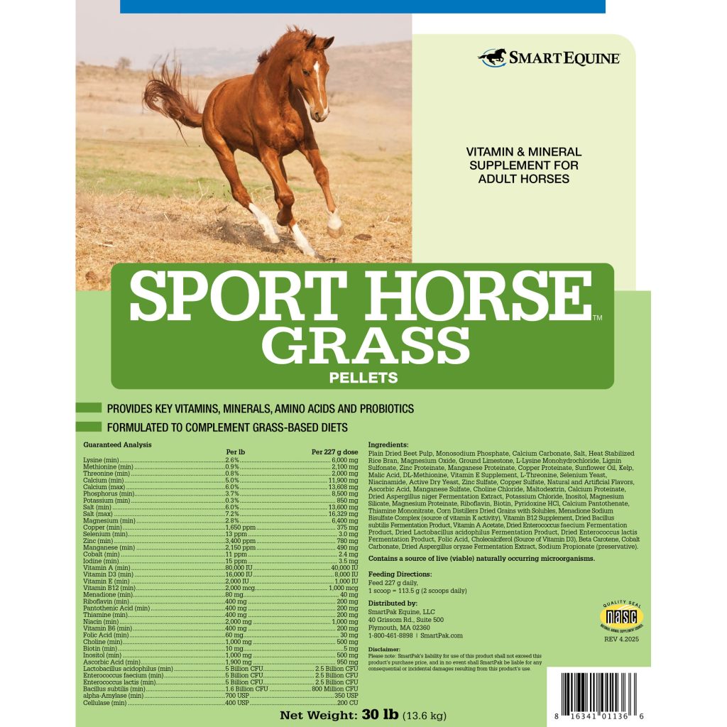 Sport Horse Grass Pellets 30 Lb Bag (2109902486) Label Sporthorsegrasspellets 9.5x12 30lb 59day 4 2025 2000x2000